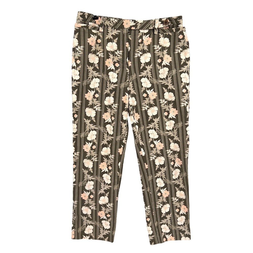 Ann Taylor LOFT Womens Pants Brown Floral Striped Patterned Ankle Straight 8